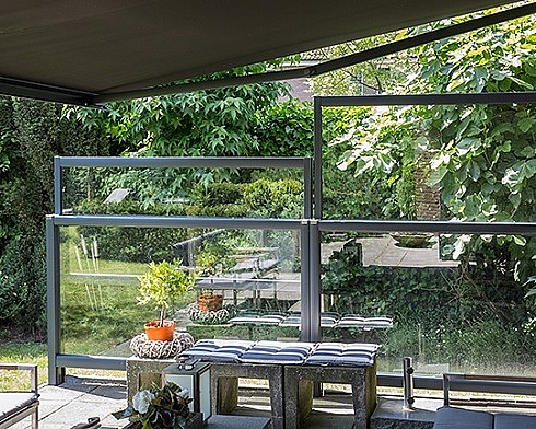 Windscherm in glas Pare vent V745 Luderitz Antracietstructuur tuin resize